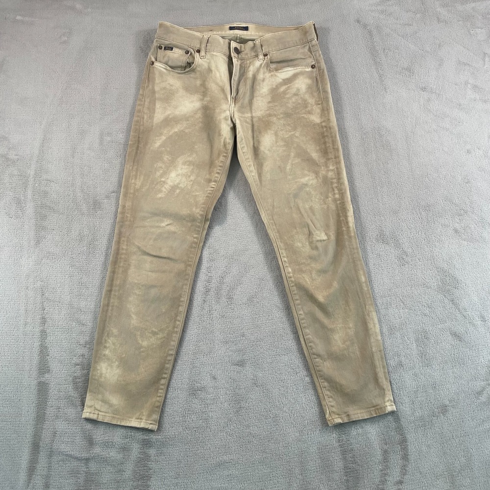 Polo Ralph Lauren Tompkins Skinny Crop Jeans Women 29 (Tag 27) Marble Beige